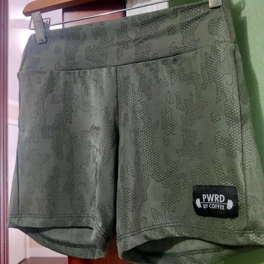 NWOT Army Green Workout Shorts - Brazilian Designer Pwrd By Coffee